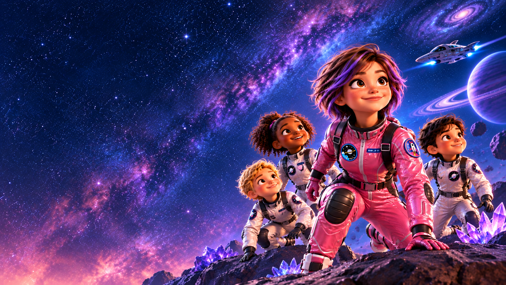 Orla and the Stardusters exploring deep space
